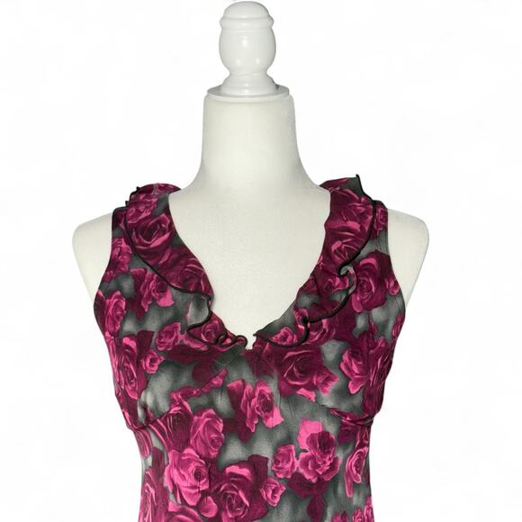 La Belle VTG Y2K Fairy Grunge Floral Romantic Midi Dress Whimsigoth‎ Coquette M - Picture 2 of 14